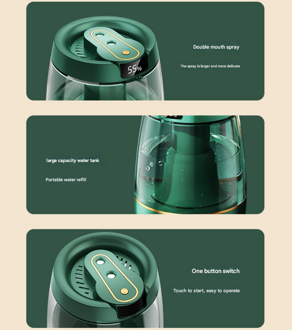 Green 3.5L Smart Cool Mist Humidifier with Dual Nozzle & Digital Display - Ultra-Quiet Air Purifier for Bedroom and Office