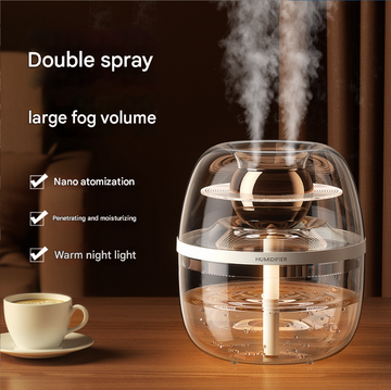 White Crystal Clear Dual Mist Humidifier - Ultrasonic Cool Mist & Quiet Operation with Ambient Night Light for Bedroom & Office - 0