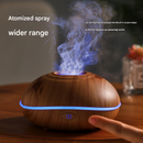 Wood grain Mini USB Aromatherapy Diffuser with Flame Projection - Portable Humidifier for Home and Car Use-1