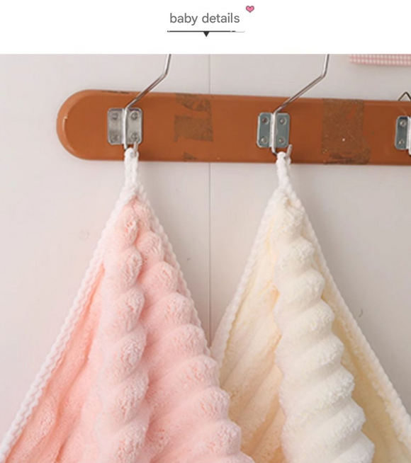 Grey Plush Ribbed Coral Fleece 3-Piece Towel Set - Ultra Soft & Absorbent Bath, Hand Towel and Hair Wrap