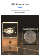 Saturn Luminous 3D Crystal Cube Night Light - Laser Engraved Artwork with Solid Wood Base-2