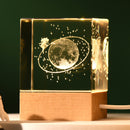 Stroll through the starry sky Luminous 3D Crystal Cube Night Light - Laser Engraved Artwork with Solid Wood Base-1