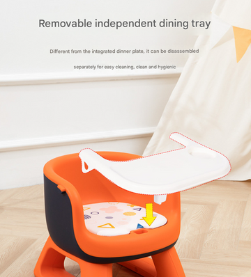 Grey Baby Floor Seat & Booster Dining Chair with Removable Tray - Safe, Stable & Fun Squeaky Cushion - 0