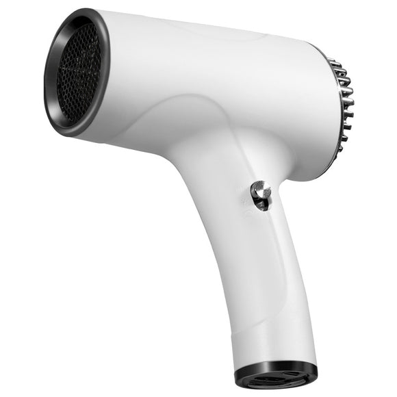 White Ultra-Lightweight Ionic Cordless Hair Dryer, USB Rechargeable Portable Blow Dryer with Cool Air for Travel & Home