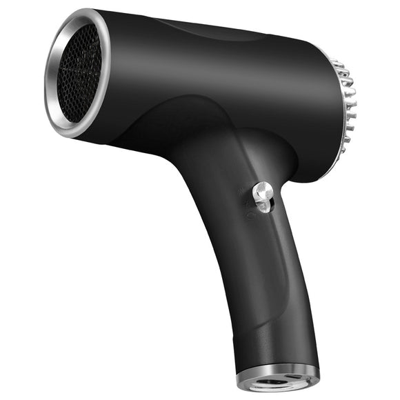Black Ultra-Lightweight Ionic Cordless Hair Dryer, USB Rechargeable Portable Blow Dryer with Cool Air for Travel & Home