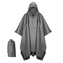Grey 3-in-1 Multifunctional Outdoor Rain Poncho - Ground Mat & Shelter - Lightweight & Waterproof for Hiking & Camping-1
