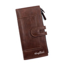 Dark brown Women's Stylish Long Wallet - Multi-Card Slot PU Leather Clutch with Phone Pocket & Coin Zipper-1