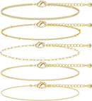 A golden six-piece set Chic Multi-Layered Alloy Bracelet Set - Fashionable Stackable Jewelry-4