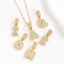Sparkling Cubic Zirconia Initial Letter Necklace Set - Gold Plated Two-Piece Design(A)-4