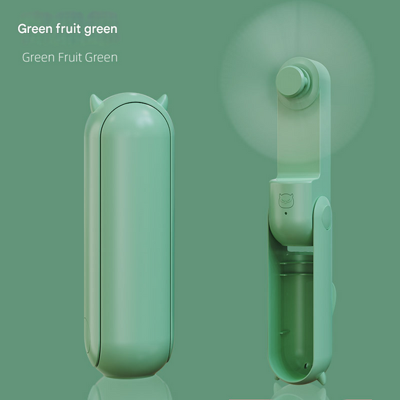 Green 2-in-1 Foldable Mini Fan & Power Bank - Ultra-Compact USB Rechargeable Personal Fan