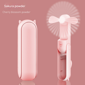 Pink 2-in-1 Foldable Mini Fan & Power Bank - Ultra-Compact USB Rechargeable Personal Fan