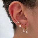 Four-piece set Silver Delicate CZ Earring Stacking Set - Huggie Hoops & Studs for Multiple Piercings-2