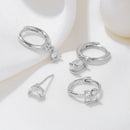 Three-piece set Gold Delicate CZ Earring Stacking Set - Huggie Hoops & Studs for Multiple Piercings-3