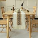2-PCS Rhombus Bohemian Woven Table Runner with Tassels - Rustic Farmhouse Decor for Dining & Coffee Tables-1