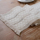 2-PCS White Bohemian Woven Table Runner with Tassels - Rustic Farmhouse Decor for Dining & Coffee Tables-1