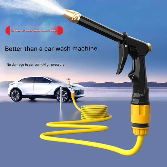 Yellow High-Pressure Car Wash Foam Gun & Hose Set - Adjustable Nozzle for Cleaning, Gardening & Pet Washing(5m)