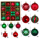 Green and red 44-Piece Assorted Christmas Baubles Set with Elegant Designs in Wooden Gift Box - 3-6cm Decorative Ornaments for Tree, Home & Holiday Display-1