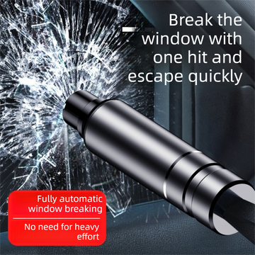 Red 2-in-1 Emergency Car Escape Tool - Spring-Loaded Window Breaker & Seatbelt Cutter - 0