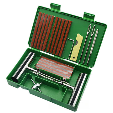 A 33-piece set Green Heavy-Duty Tubeless Tyre Repair Kit - Emergency Puncture Plug Set for Cars, Motorcycles & ATVs