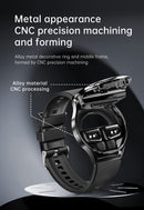 2-in-1 Smartwatch with Built-in TWS Earphones - IP67 Waterproof, Health Monitoring & CNC Metal Design(Silver rubber)-4
