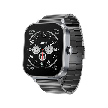 Smartwatch with Built-in TWS Earbuds & Silicone Sleeve - 2.01 HD Screen  Health Monitoring Bluetooth Calls & Music(Gray steel belt)"