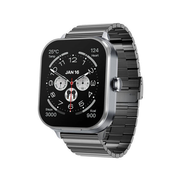 Smartwatch with Built-in TWS Earbuds & Silicone Sleeve - 2.01 HD Screen  Health Monitoring Bluetooth Calls & Music(Gray steel belt)"