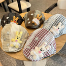 Patchwork Plaid Cotton Cap with Decorative Details(black)-2