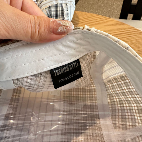 Patchwork Plaid Cotton Cap with Decorative Details(blue)