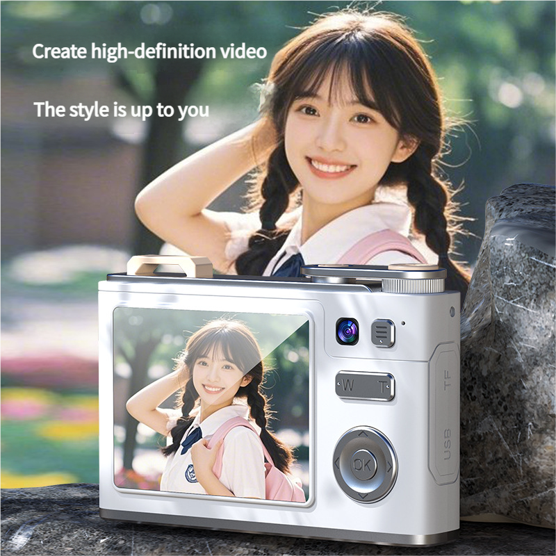 Glitter Sand Design 64MP HD Digital Camera with LED Fill Light & Auto Focus(white)