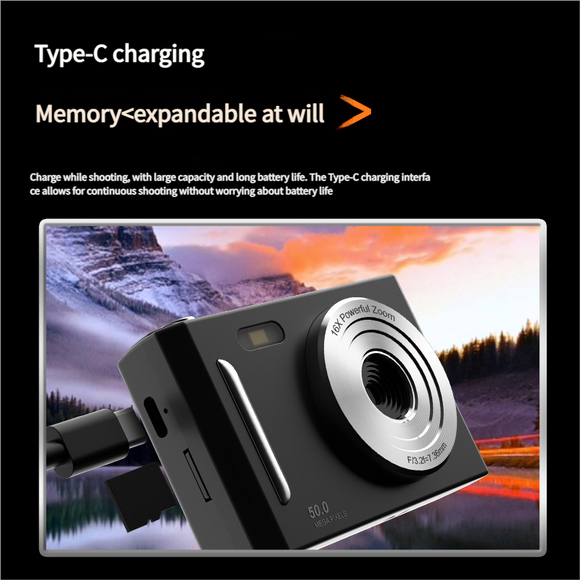 50MP HD Digital Camera with 8X Zoom & Dual Lens System(green)