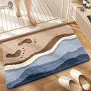 Premium Bath Mat with 8X Water Absorption & Non-Slip Base(Footprints by the seaside)-1