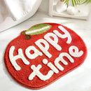 Super Absorbent Microfiber Bath Mat - Non-Slip TPR Backing, Machine Washable, Fun Fruit Designs(Red apple 50*60cm)-1