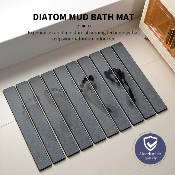 Collapsible Diatom Mud Bath Mat - Quick Dry, Non-Slip, Odor-Free Absorbent Pad(light grey)