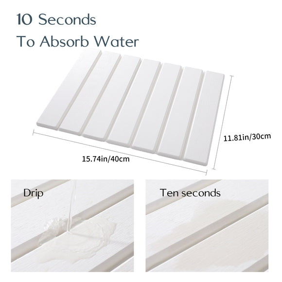 Folding Diatomaceous Earth Countertop Drain Mat - Quick Dry, Non-Slip & Easy Clean Absorbent Pad(dark grey)