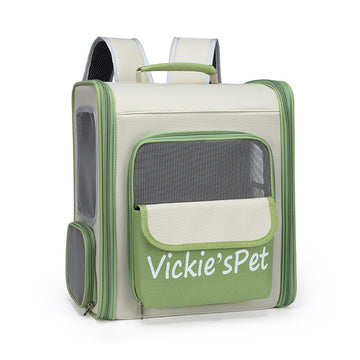 Breathable Pet Carrier Backpack - Large Capacity, Multiple Windows, Oxford Cloth(green)