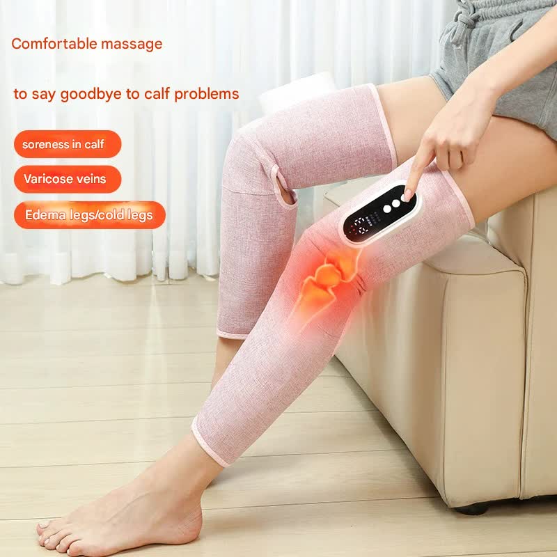 Rechargeable Air Compression Leg Massager with Heat Therapy for Knee & Calf Relief(grey-Double) - 0