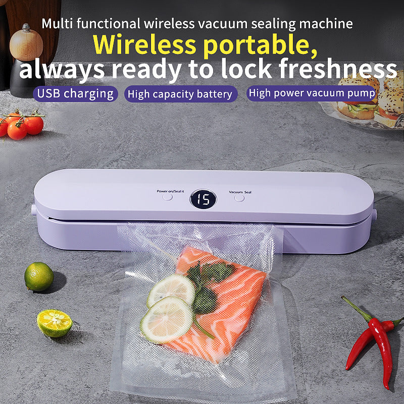 Wireless Portable Vacuum Sealing Machine - Automatic Food Sealer with LCD Display & Dual Modes(White) - 0