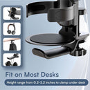 Two desktop clip-on cup holders and headphone hanger - adjustable, non-slip silicone, maximum load 15KG(silver)-3