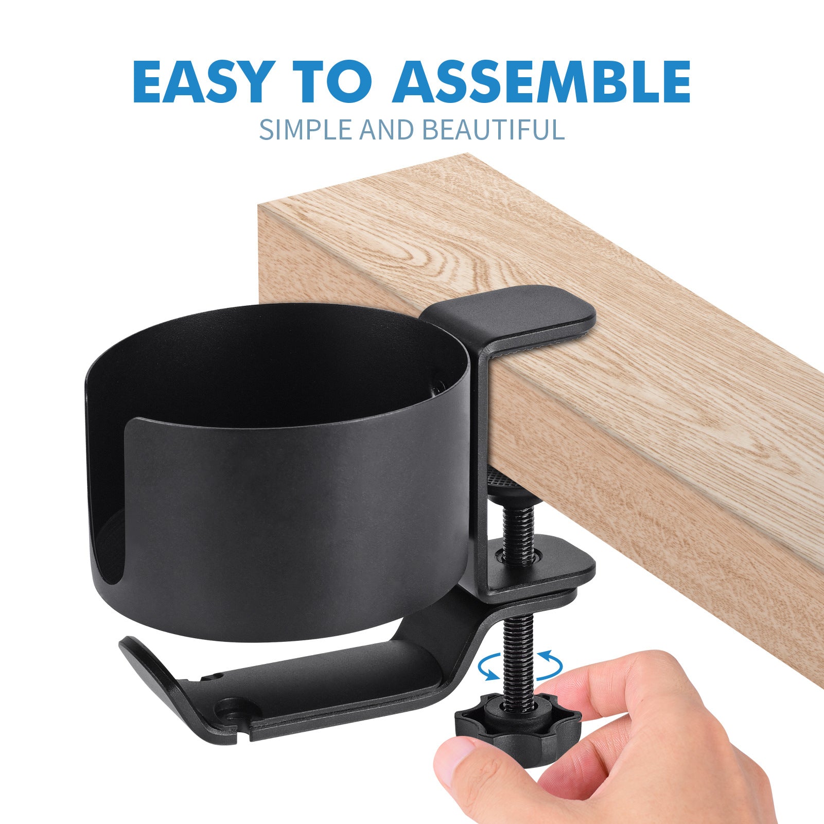 Heavy-Duty All-Metal Desk Clamp with 360-Degree Swivel Headphone Hanger & Cup Holder(black)