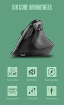 Two Ergonomic Vertical Wireless Mouse - Dual Mode (2.4G & Bluetooth), 5 Adjustable DPI, Silent Clicks, Rechargeable(black)-5