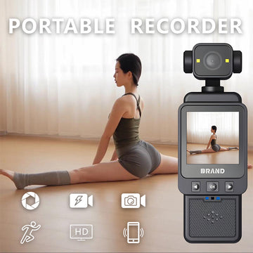 Compact Body Camera with 180° Rotatable Lens, Night Vision, WiFi & Built-in Fill Lights(black+128G) - 0