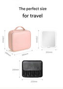 Travel Makeup Case with LED Lighted Mirror - Adjustable Dividers & Brush Holder(black)-6