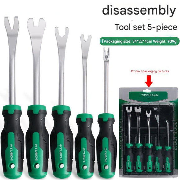 Professional 5-Piece Automotive Trim & Clip Removal Tool Set - High-Carbon Steel Pry Tools(black and green)