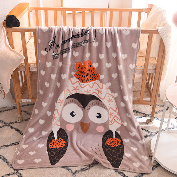 Ultra-Soft Kids Plush Fleece Blanket - Cozy Cartoon Animal Throw for All Seasons (Owl)