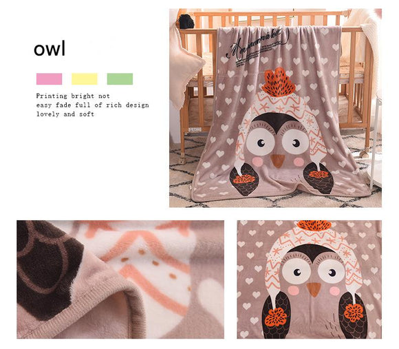 Ultra-Soft Kids Plush Fleece Blanket - Cozy Cartoon Animal Throw for All Seasons (Owl)