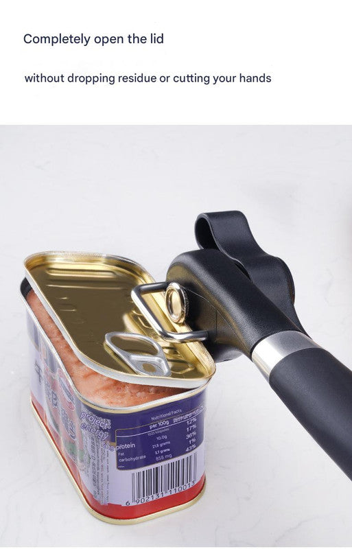 2pc Multifunctional Safe-Cut Can Opener - Smooth Edge, Ergonomic Handle(black)