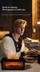 Fireplace Flame Effect Aroma Diffuser & Humidifier with 7-Colour Light, Timer & Remote Control(Light Wood Grain)-7