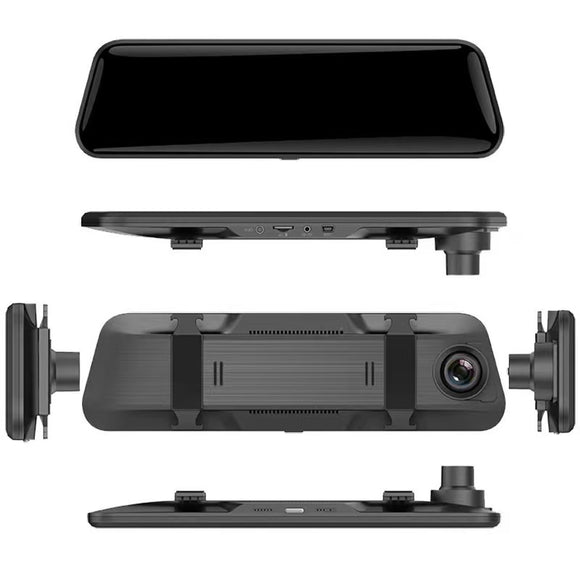 10-Inch Dual Lens Dash Cam Mirror - 1080P FHD Touch Screen Car DVR with Rear Camera, Night Vision & G-Sensor(black)