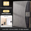 A4 PU Leather Business Portfolio with Ring Binder, Calculator & 40 Sleeves(grey and black)-1