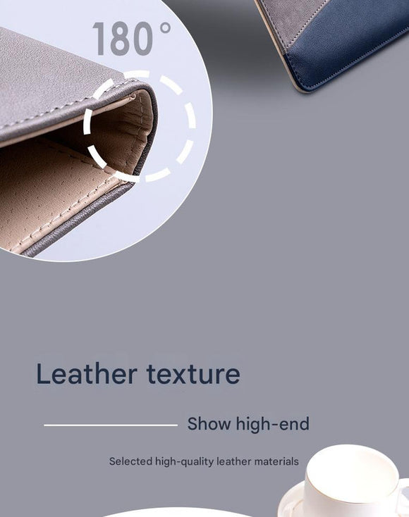 A4 PU Leather Business Portfolio with Ring Binder, Calculator & 40 Sleeves(grey and black)